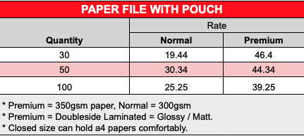 Paper file with pouch