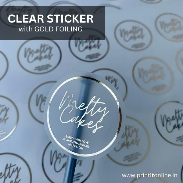 Custom Printing Transparent Labels Clear Gold Foil Stickers