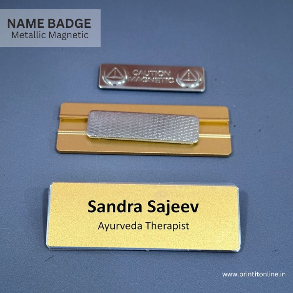 NAME BADGES with MAGNET (METALLIC)