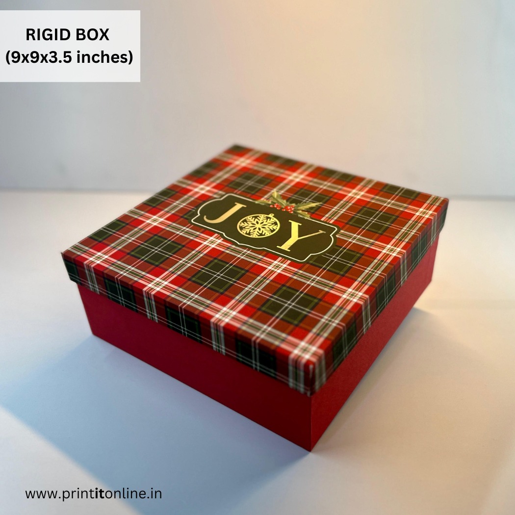 RIGID BOX  – 9 x 9 x 3.5 ( GOLD FOILED JOY WITH CHECKS )