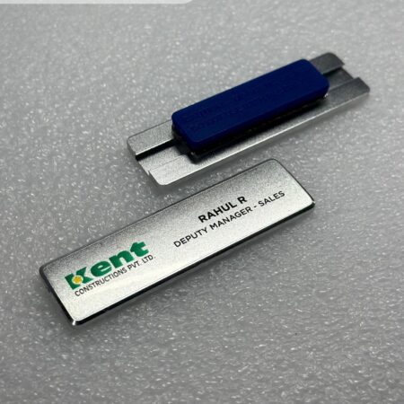 SILVER METALLIC NAME BADGE with MAGNET