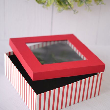 RIGID BOX  - 9 x 9 x 3.5 ( Red stripes Window Box )