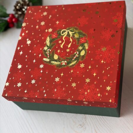 RIGID BOX  - 9 x 9 x 3.5 ( FOILD CHRISTMAS WREATH )