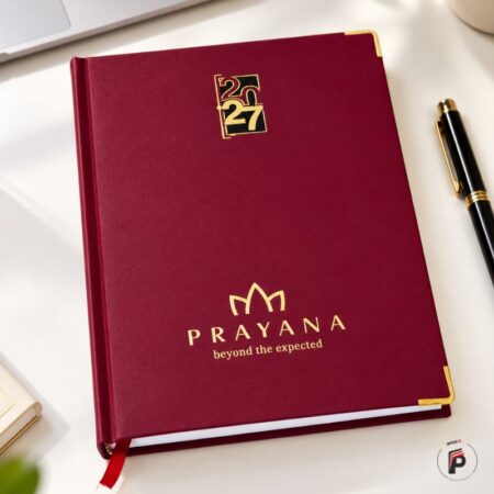 2027 VELVET DIARY – MAROON – GOLD FOILED LOGO