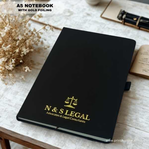 NOTEBOOK - GOLD FOILED LOGO