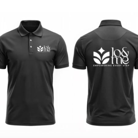 TSHIRT PRINTING BLACK COLLAR - Logo printing on chest and backside a4 size